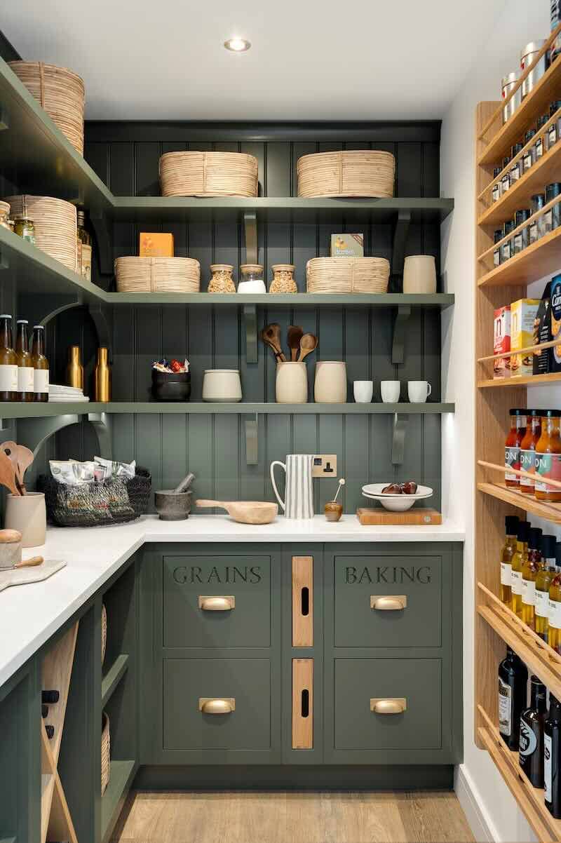 A stocked walk-in pantry